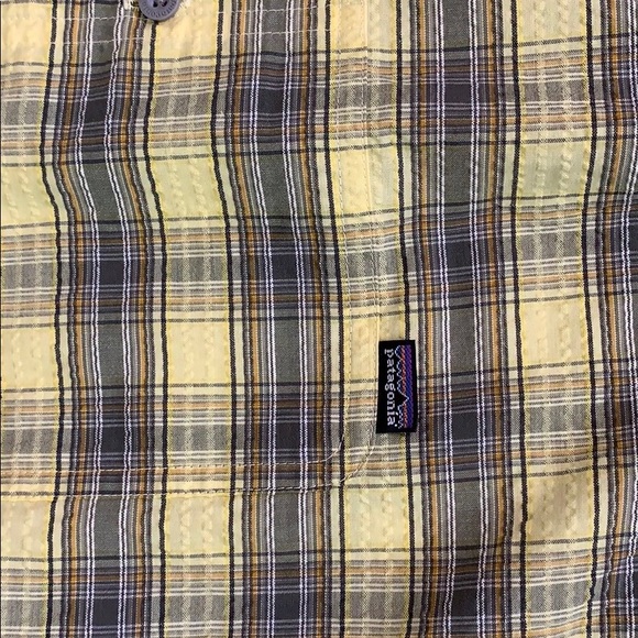 Patagonia Yellow Plaid Button Down Short Sleeve - Picture 4 of 5